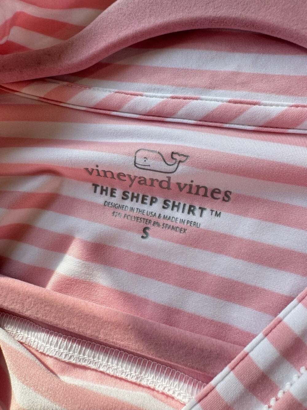 Vineyard Vines Pink White Striped Shep Shirt Quarter Zip Preppy Coastal S - Picture 5 of 9